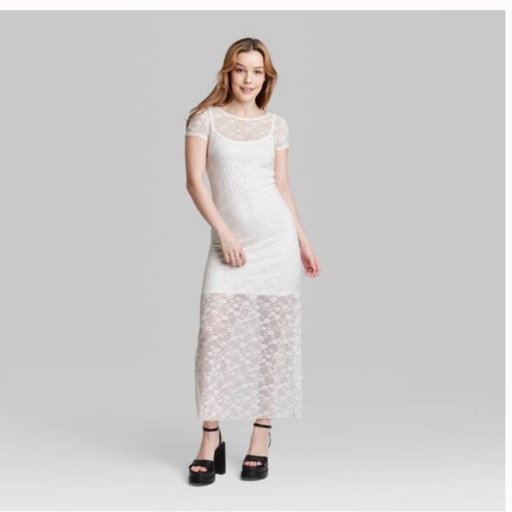 2/$30 Wild Fable Cream Flutter Sleeve Maxi Dress size M